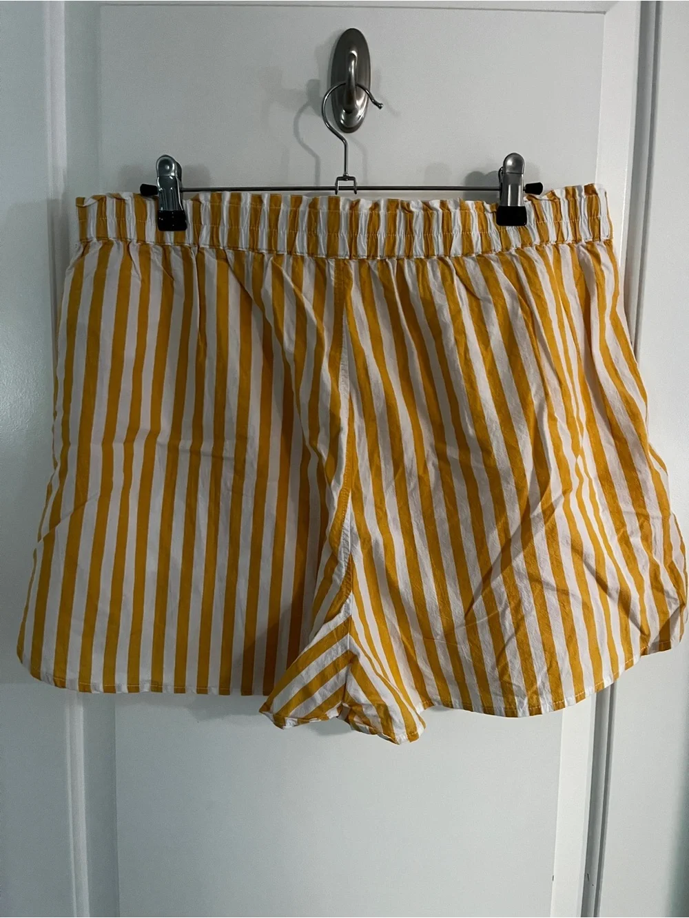 Madewell NWT Yellow White Striped Poplin Pull-On Shorts Size L - Picture 4 of 9